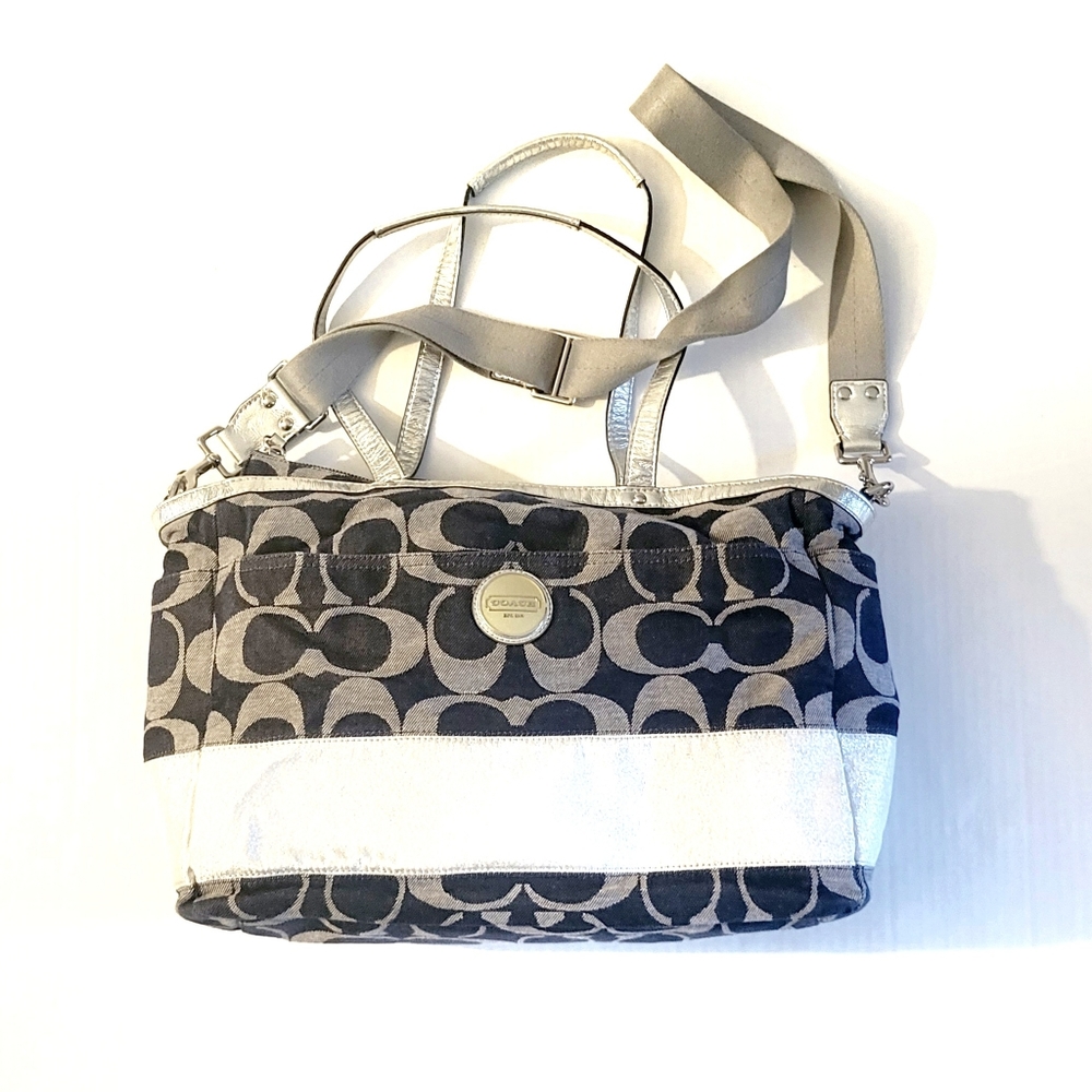 COACH Denim and Silver Diaper Bag - Picture 2 of 14